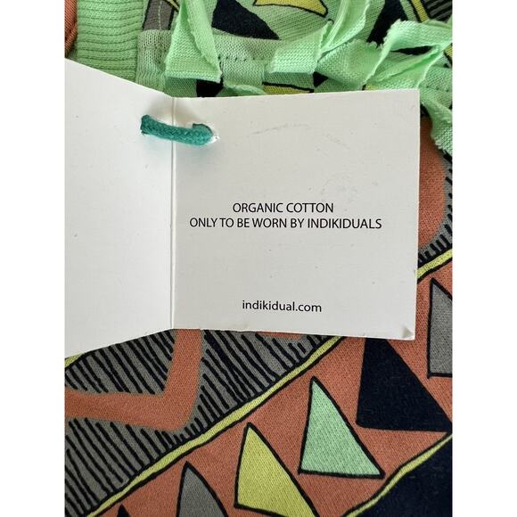 Indikidual Fringe Tee Kids 6/7Y Green Chili Patterned Short Sleeve - Picture 4 of 10